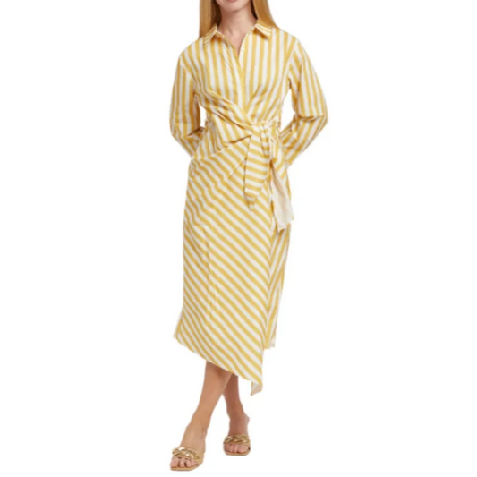Taylor Tillman Yellow Striped Wrap Dress