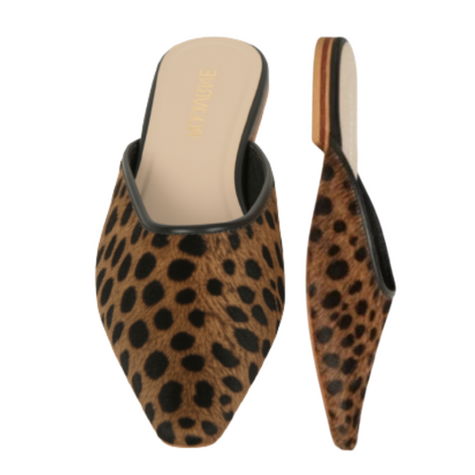 The Mabrey Calf Hair Mule in Cheetah