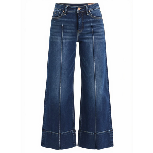 Risen Mid Rise, Crop, Tummy Control, Wide Pintuck Front Jeans