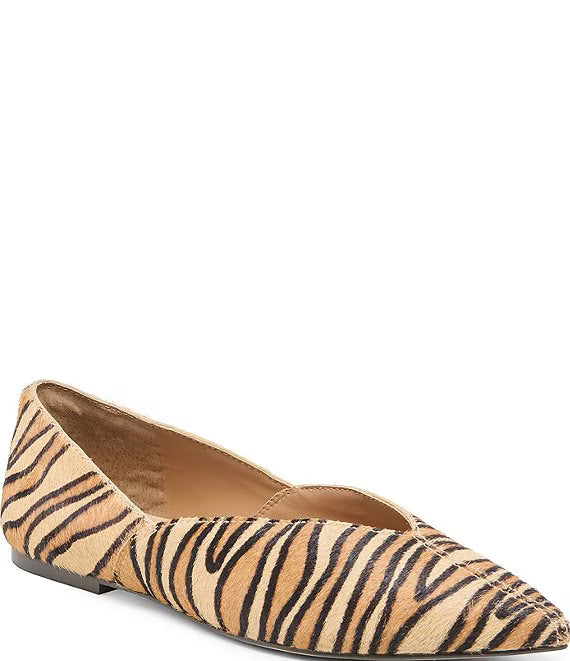 Dolce Vita Gema Tiger Print Calf Hair Pointed Toe Flats
