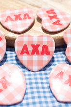 Load image into Gallery viewer, Sorority Gingham Heart Button
