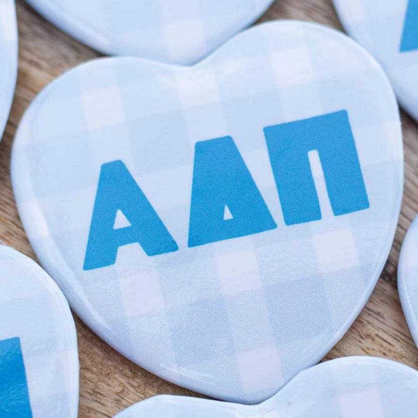 Sorority Gingham Heart Button