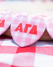 Load image into Gallery viewer, Sorority Gingham Heart Button
