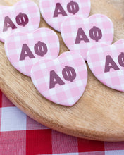 Load image into Gallery viewer, Sorority Gingham Heart Button
