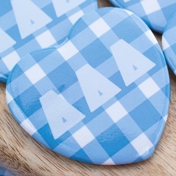 Sorority Gingham Heart Button