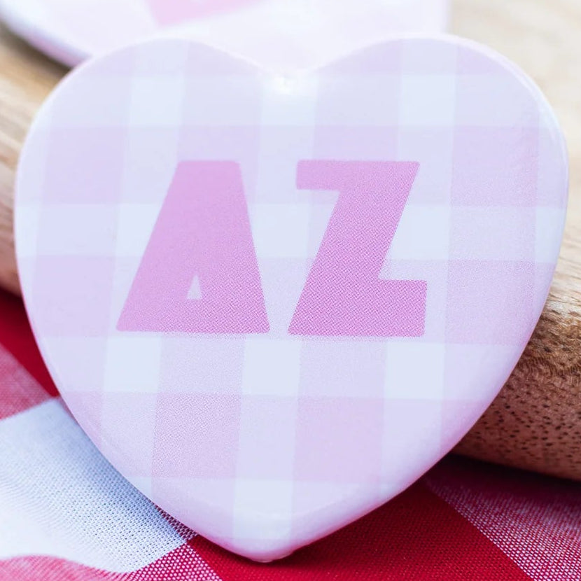 Sorority Gingham Heart Button