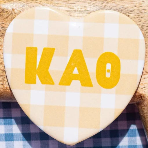 Sorority Gingham Heart Button