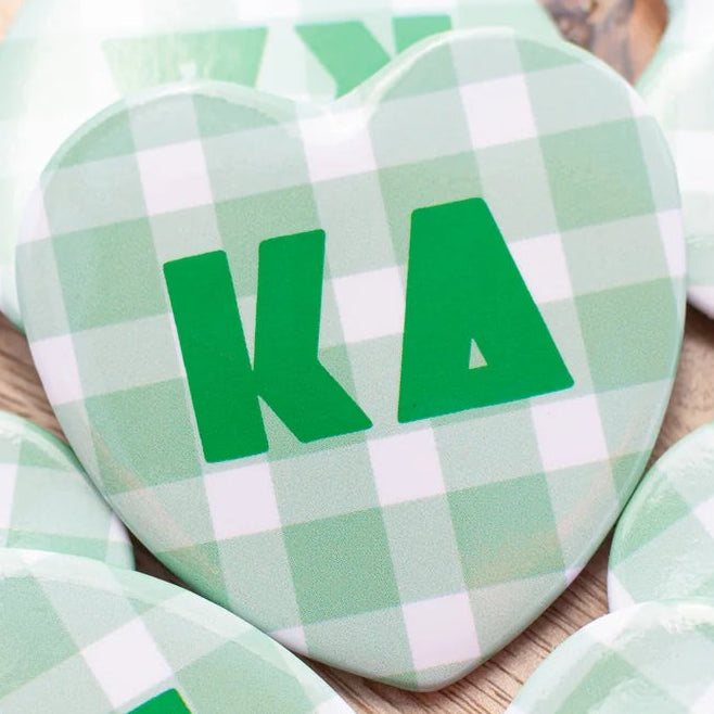 Sorority Gingham Heart Button