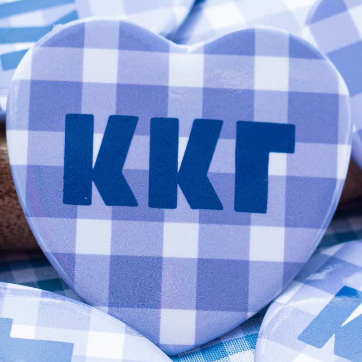 Sorority Gingham Heart Button