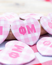 Load image into Gallery viewer, Sorority Gingham Heart Button
