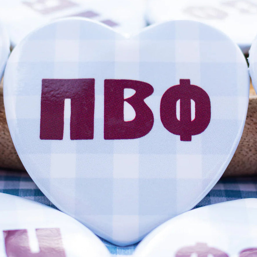 Sorority Gingham Heart Button