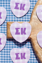 Load image into Gallery viewer, Sorority Gingham Heart Button
