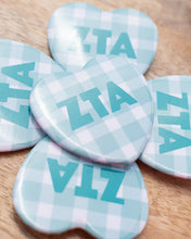 Load image into Gallery viewer, Sorority Gingham Heart Button

