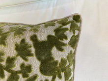 Load image into Gallery viewer, Green Velvet Bunny + Palm Lumbar Pillow
