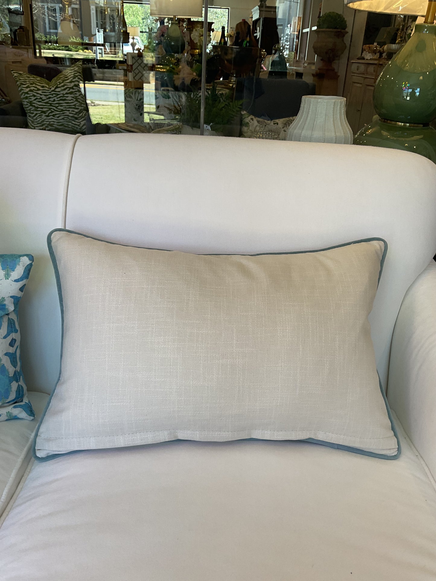 Aqua Leopard Velvet Lumbar Pillow