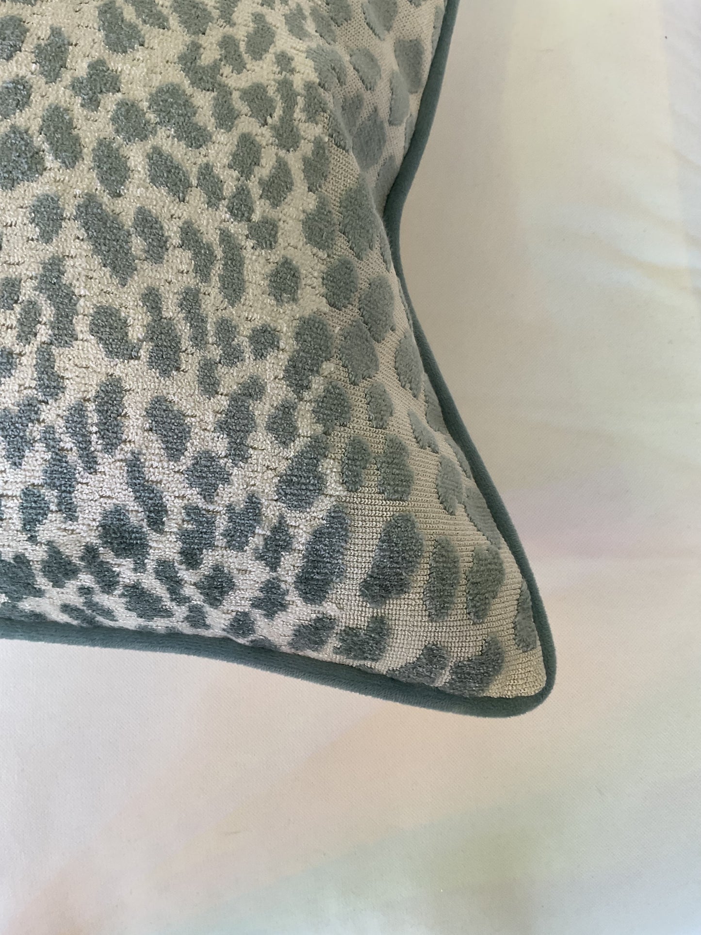 Aqua Leopard Velvet Lumbar Pillow