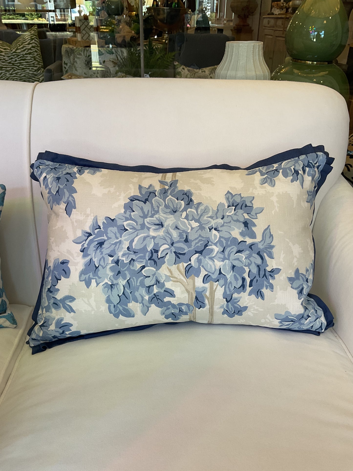 French Blue Topiary Lumbar Pillow