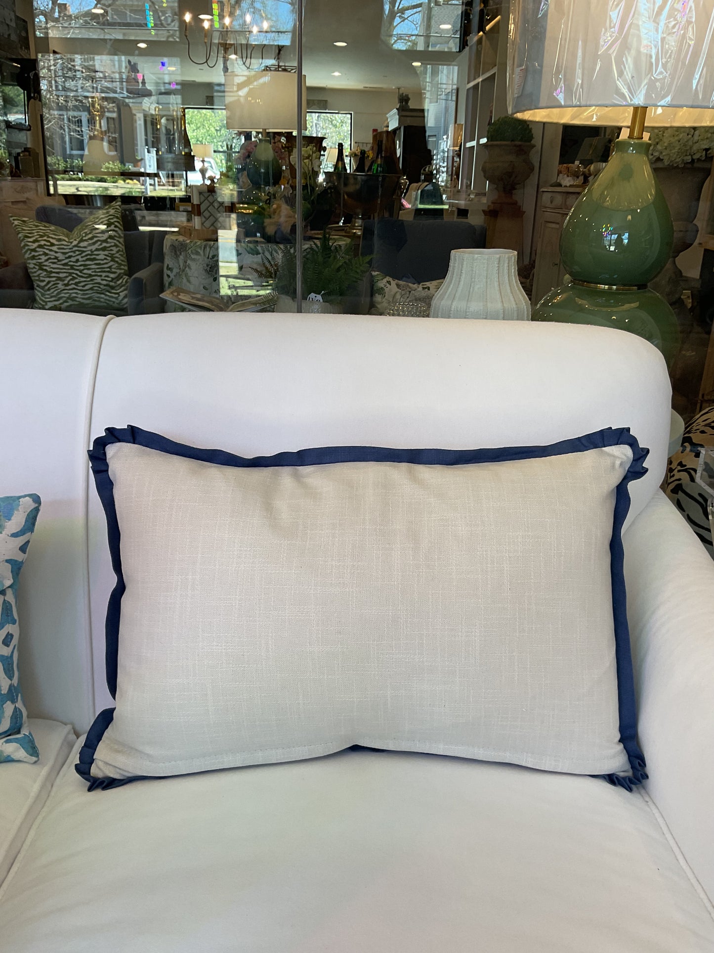 French Blue Topiary Lumbar Pillow