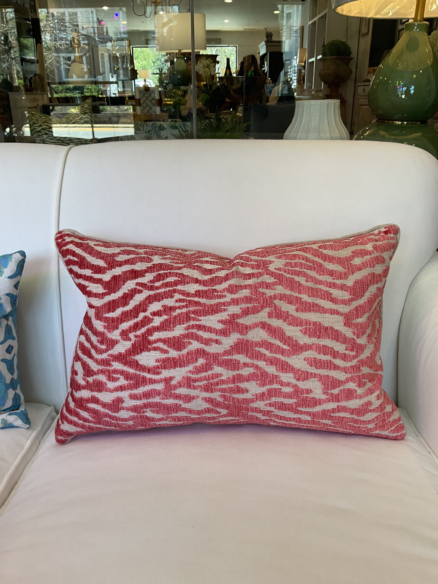 Pink Tiger Stripe Velvet Lumbar Pillow