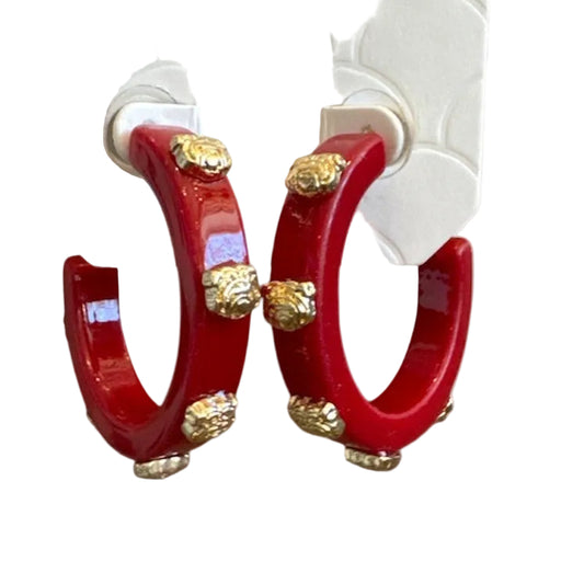 Bulldog Head Hoop Earrings