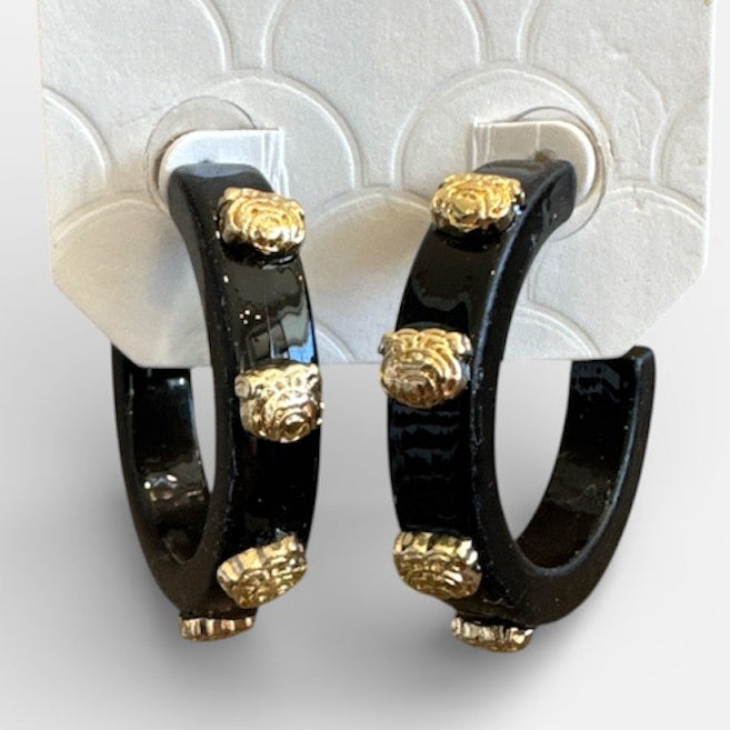 Bulldog Head Hoop Earrings
