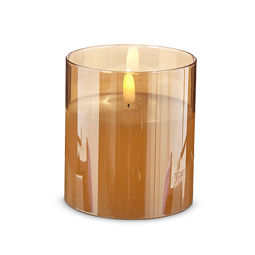 Gold Glass Ivory Pillar Candle 3.5”x4”