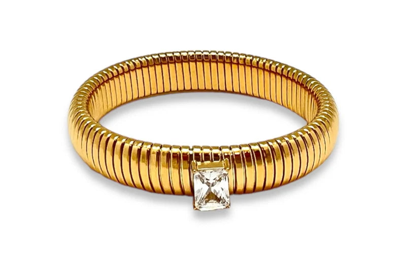 Bangle Gold Plated Bracelet with Rhinestone