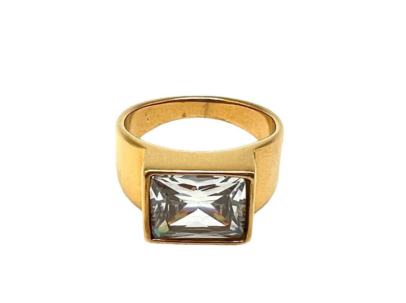 Gold Statement Ring with Rhinestone