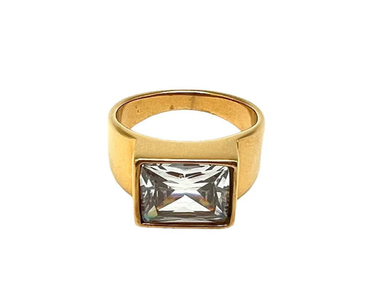 Gold Statement Ring with Rhinestone