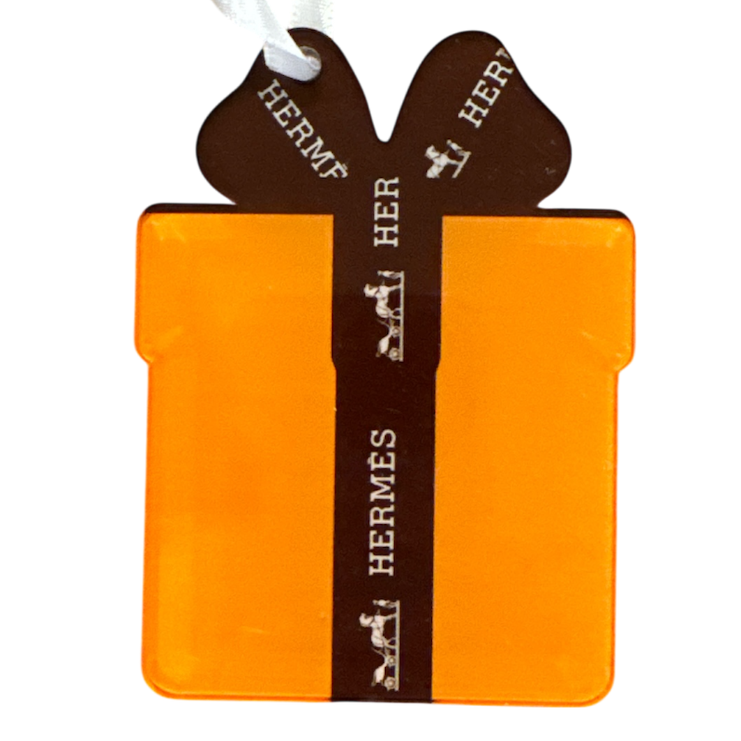 Orange H Gift Box acrylic ornament