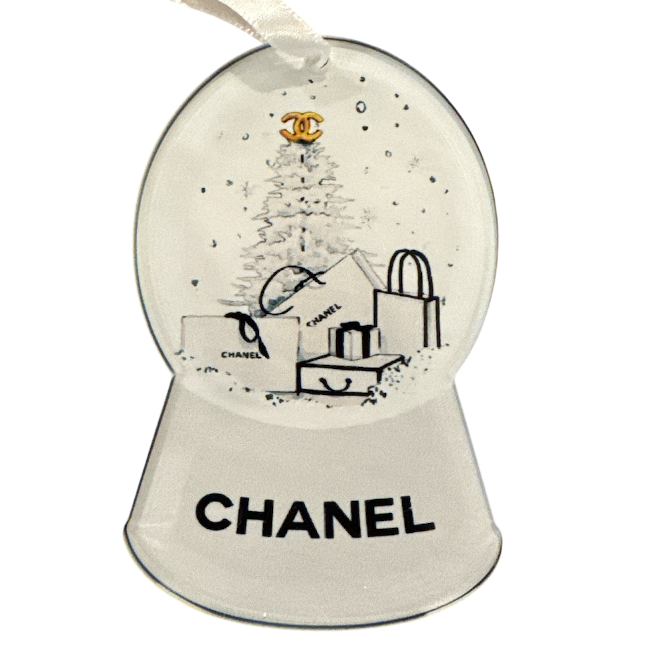 Black and White Snow Globe acrylic ornament