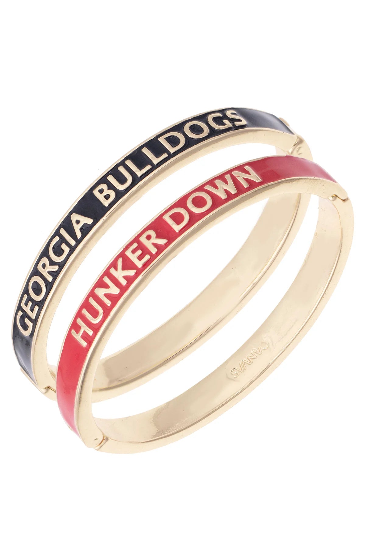 Georgia Bulldogs Skinny Enamel Hinge Bangle with Black and Red