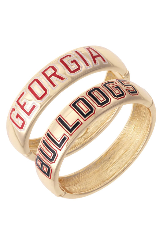 Georgia Bulldogs Wide Polished Metal Hinge Bangle