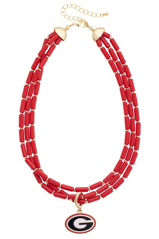 Georgia Multi-Strand Beaded Logo Necklace