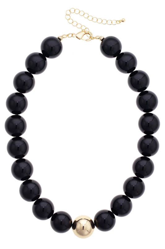Beaded Gumball Necklace in Black