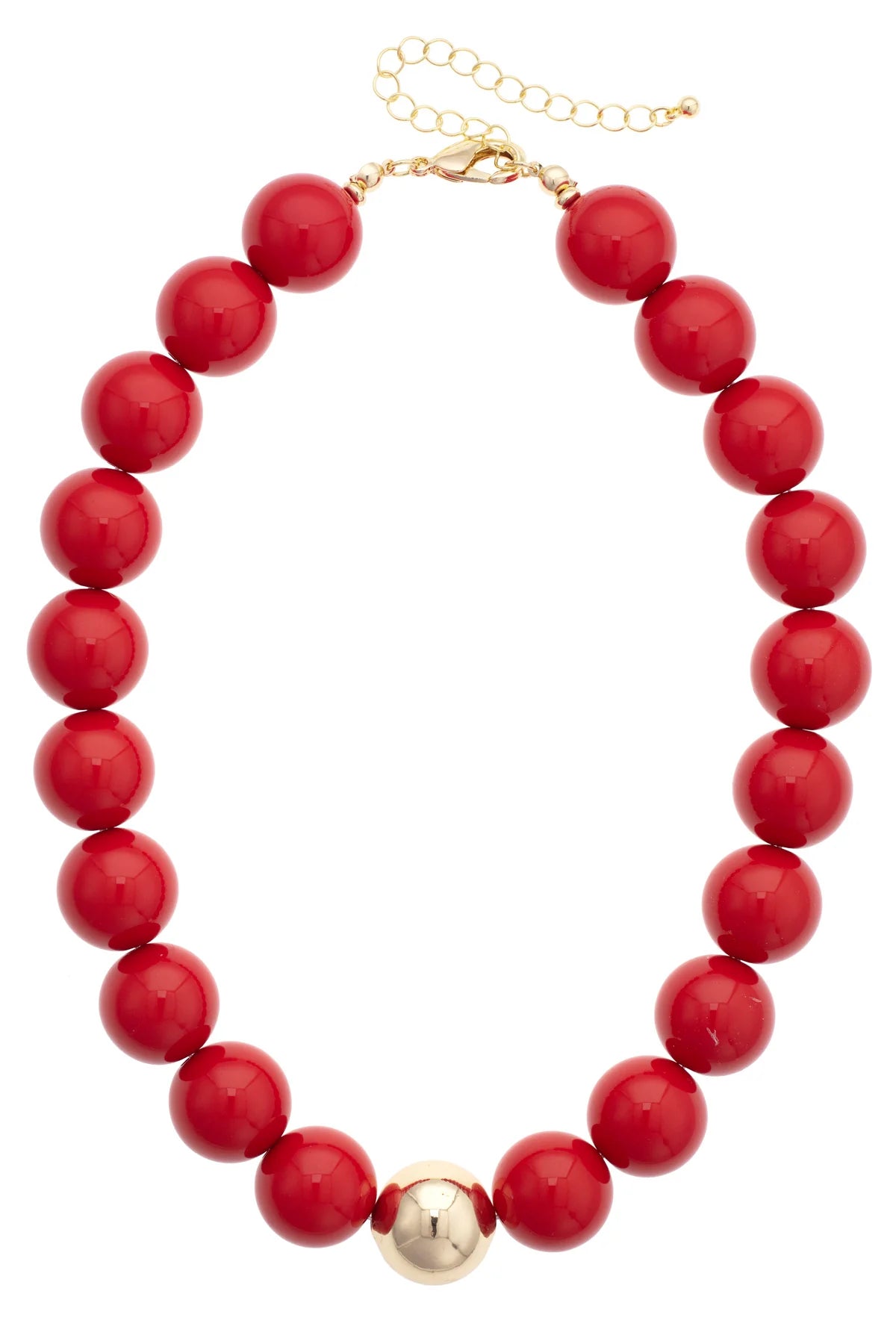 Marjorie Beaded Gumball Game Day Necklace in Red