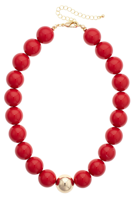 Beaded Gumball Necklace in Red