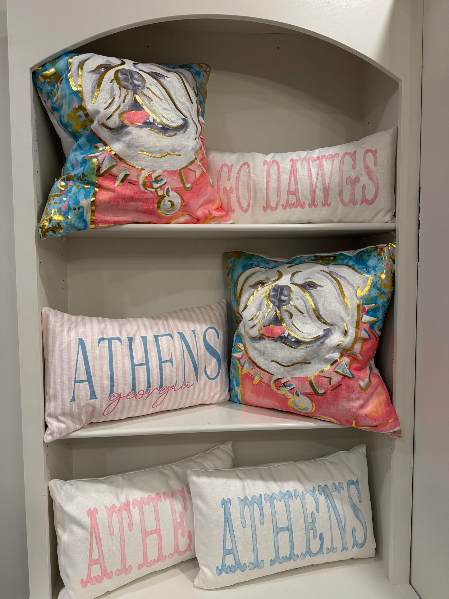 Bulldog Pillow Pastel with Gold Foil Accents