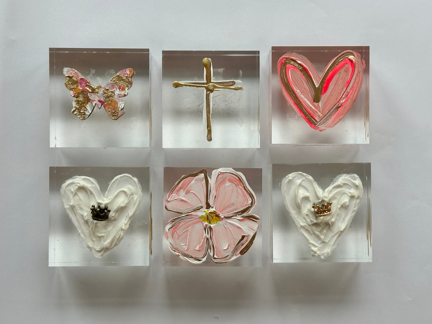 Gold Cross Lucite Block