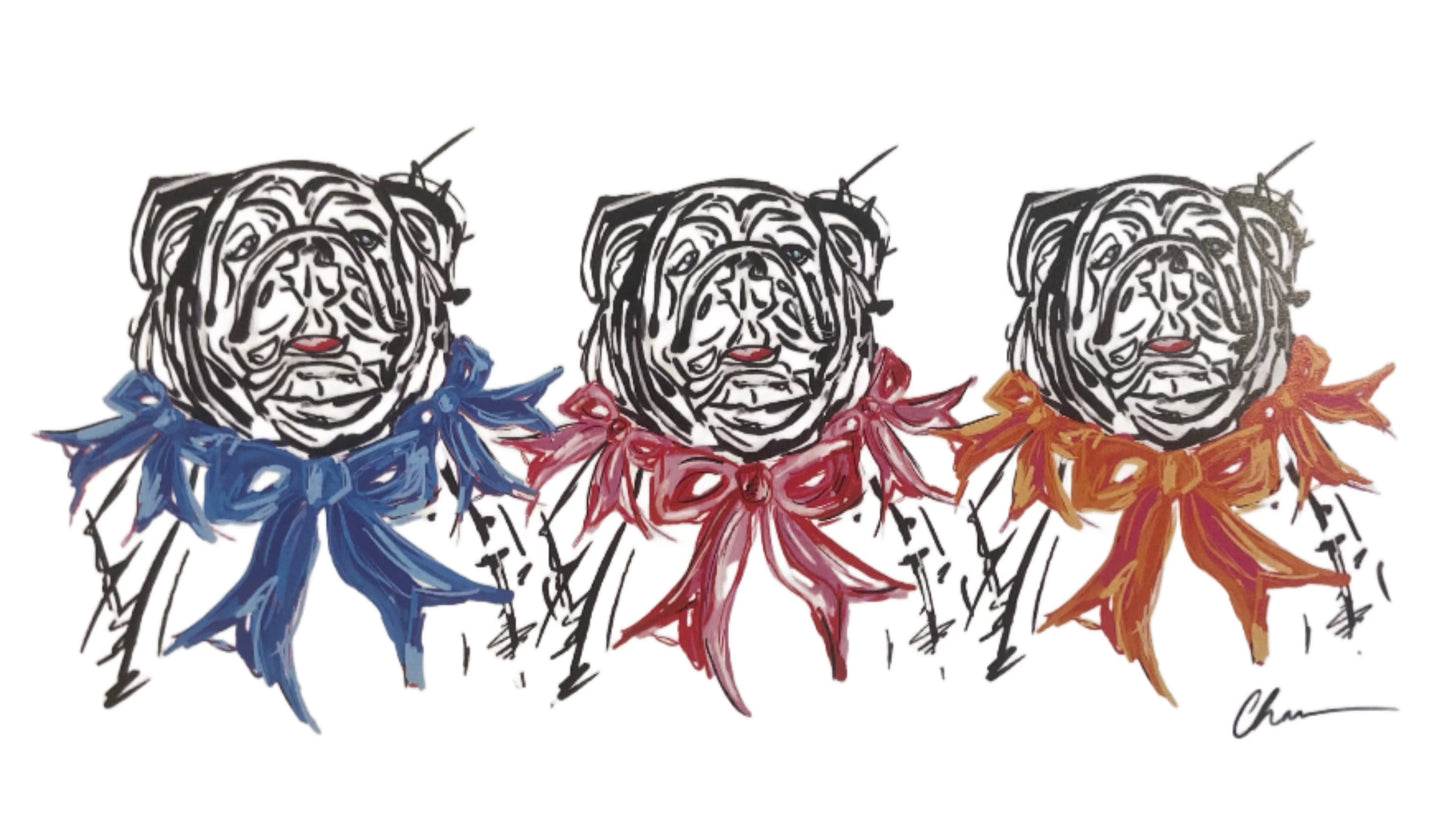 8 x 10 Bulldogs in Bows Print