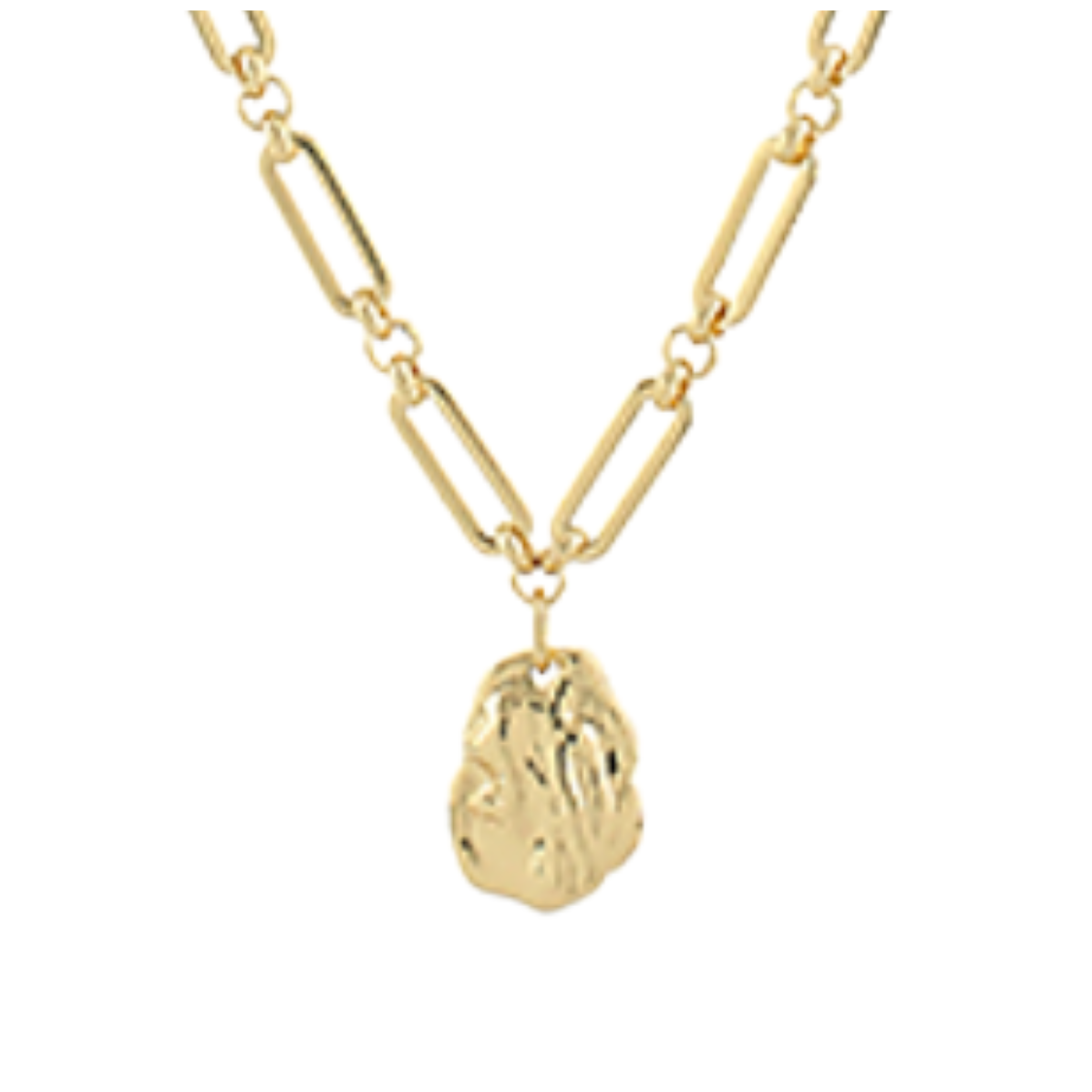 Textured Oval Charm Necklace