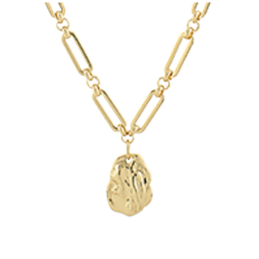 Textured Oval Charm Necklace