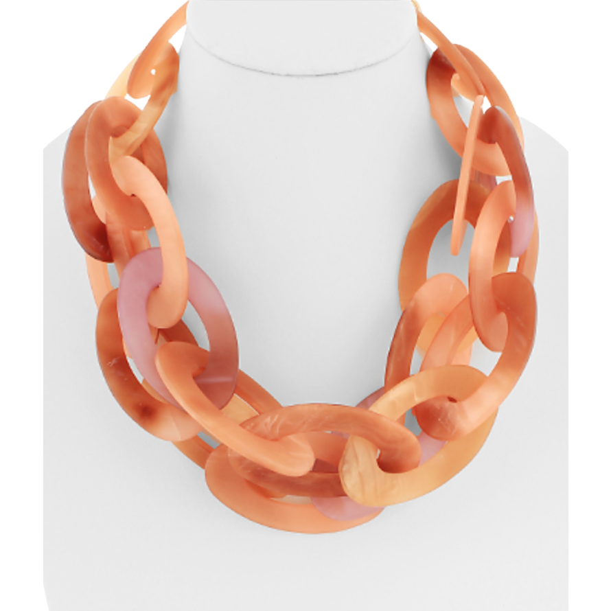 Coral Acrylic 2 Layered Necklace