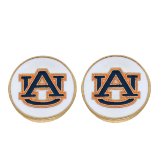 Auburn White Enamel Earring