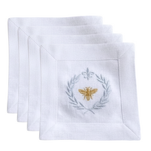 Load image into Gallery viewer, Arte Italica Italian Bee Linen Cocktail Napkin Set
