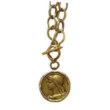 Load image into Gallery viewer, Lady Coin Brushed Gold Necklace
