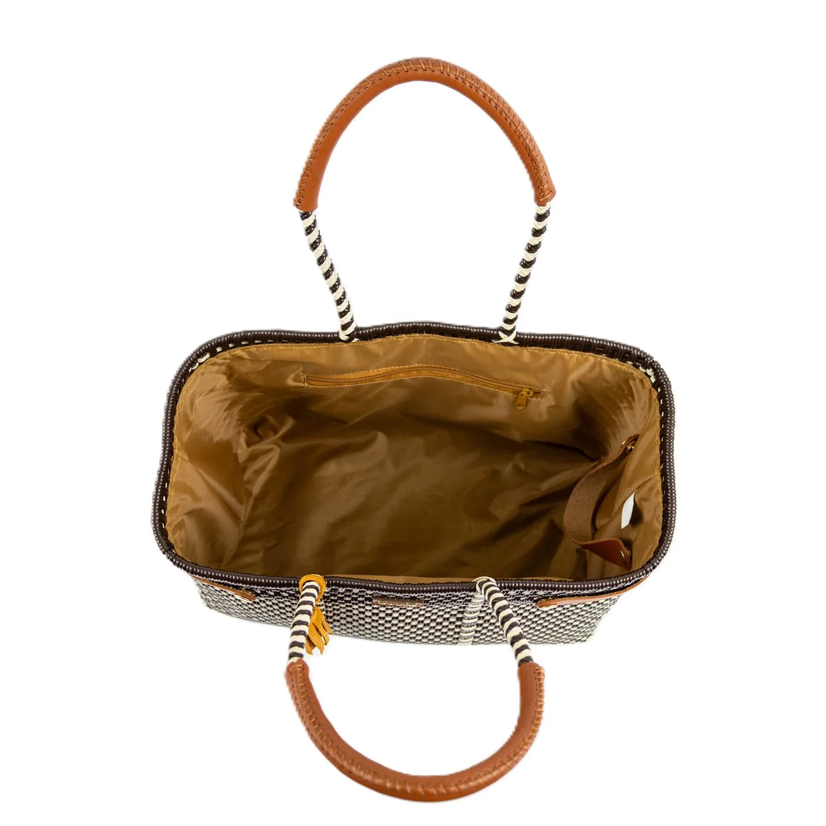 OPEN BASKET MEDIUM CHECKERS BROWN BEIGE