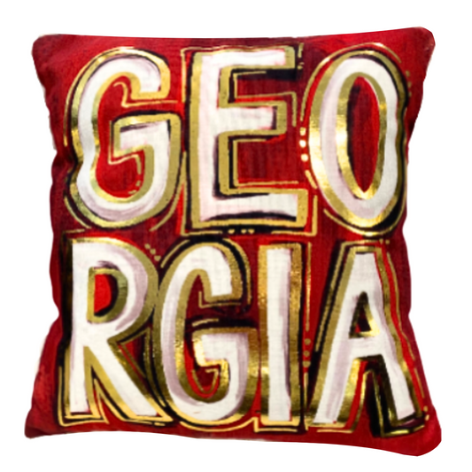 Georgia Red & Black Gold Foil Pillow