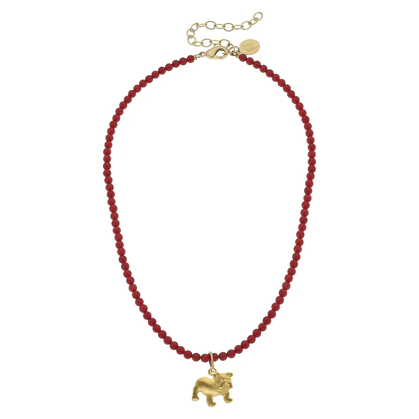 Mini Bulldog on Red Coral Alys Necklace