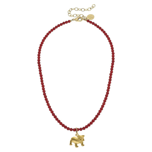 Mini Bulldog on Red Coral Alys Necklace